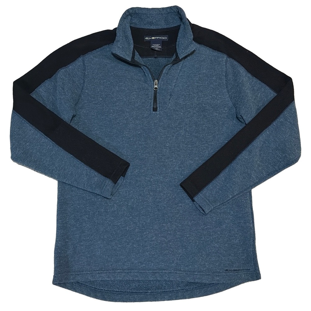 ExOfficio Men's Large Blue Javano 1/4 Zip Pullover Long Sleeve Sweater